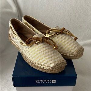 Sperry Women's Gold Striped Boat Shoes